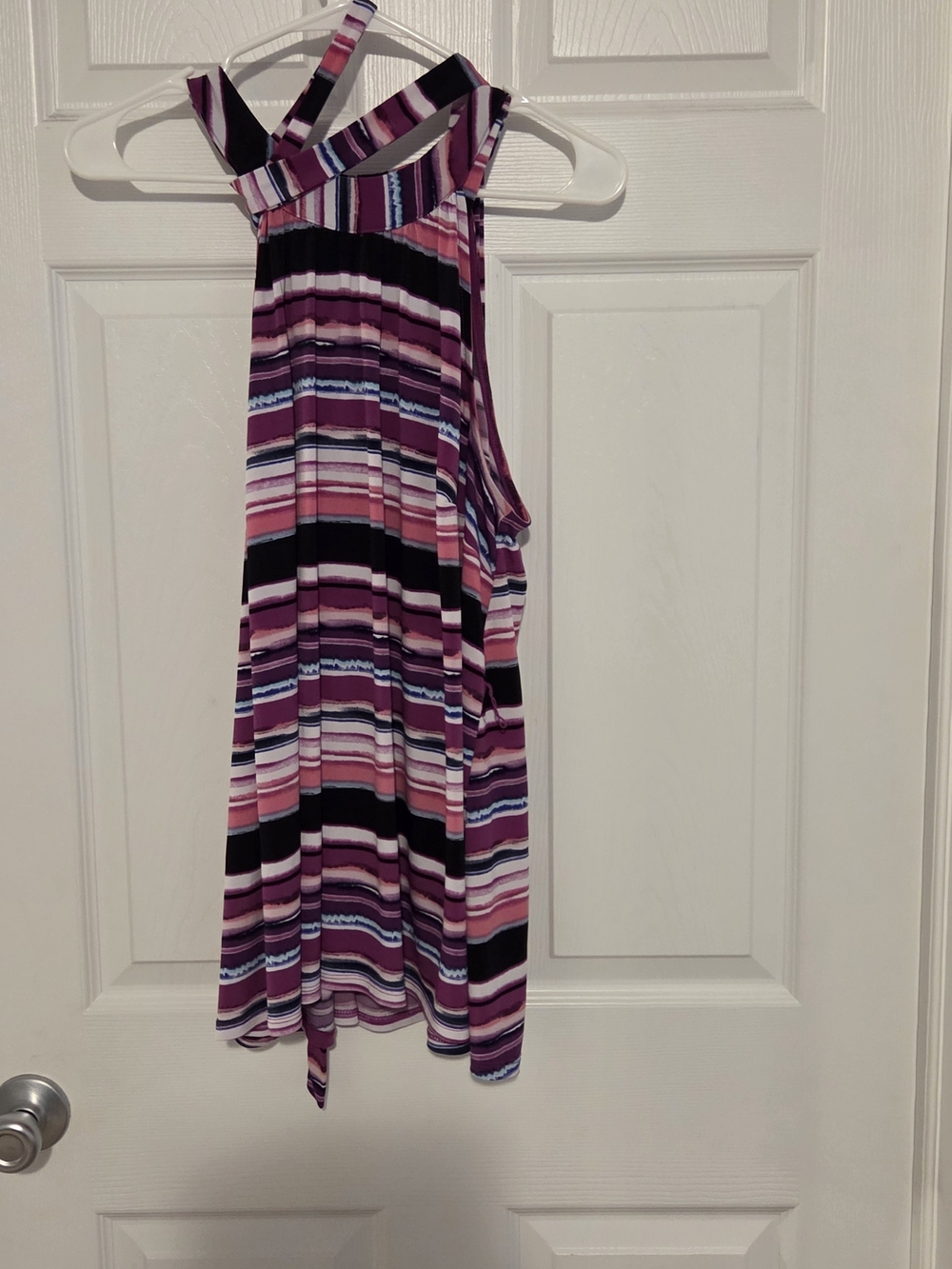 Lane Bryant Pink, Purple & Black Striped Halter Tank